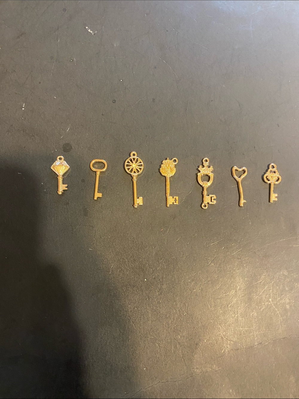 Gold Key Charm Set of 8
